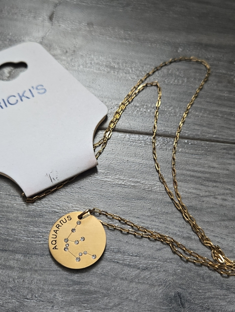 Aquarius Gold Zodiac Pendant Necklace